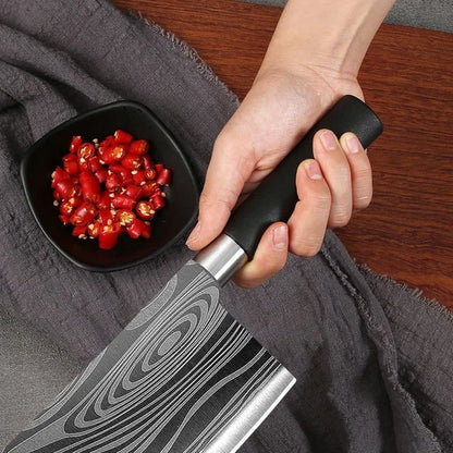 Laser Damascus Pattern Utility Kitchen Knives Set, Stainless Steel Sharp Slicing Chef Knife, Scissors & Sharpening Rod Cooking T