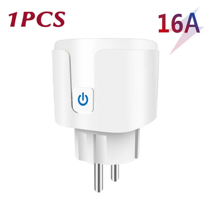 20A EU Smart Socket WiFi Smart Plug Power Monitoring Timing Function Voice Control Works With Tuya APP Alexa Google Home
