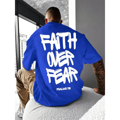 Men's T-shirt - 100% lightweight summer casual T-shirt, bold letter print, round-neck short-sleeved for outdoor activities