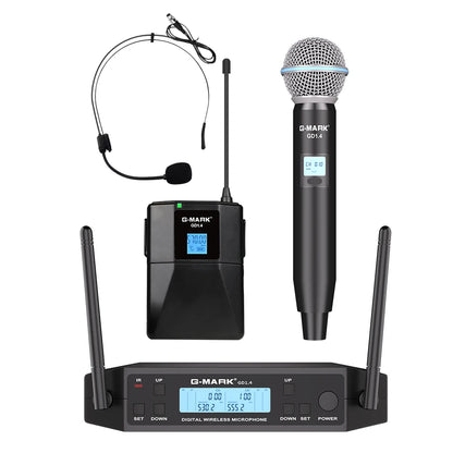 Wireless Lavalier Microphone G-MARK GD1.4 UHF Professional Headset Clip Mic Bodypack Frequency Adjustable 50M For Party Show