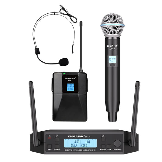 Wireless Lavalier Microphone G-MARK GD1.4 UHF Professional Headset Clip Mic Bodypack Frequency Adjustable 50M For Party Show