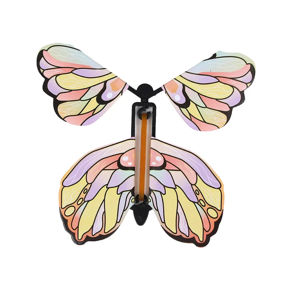 12PCS Magic Flying Butterflies Wind Up Toy Bookmark Greeting Rubber Band Powered Magic Prop,Surprise Gift Wedding,Birthday,Party