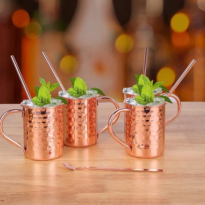 400ml Vintage Pure Copper Cup, Thickened Hammer Texture 100% Copper Breakfast Milk Coffee Mug, Handcrafted Tea Tumbler Drinkware