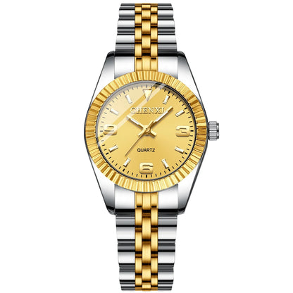 CHENXI Hot Sale Luxury Women's Golden Stainless Steel Small Dial Watch Quartz Charm Dress Trendy Wristwatch for Fashion Lady