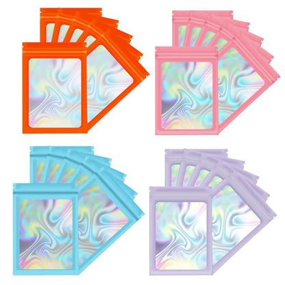 50pcs pack Mylar Bags Laser Color Plastic Packaging Mini Pouch Resealable ZipLock Smell Proof Coffee Herb Powder