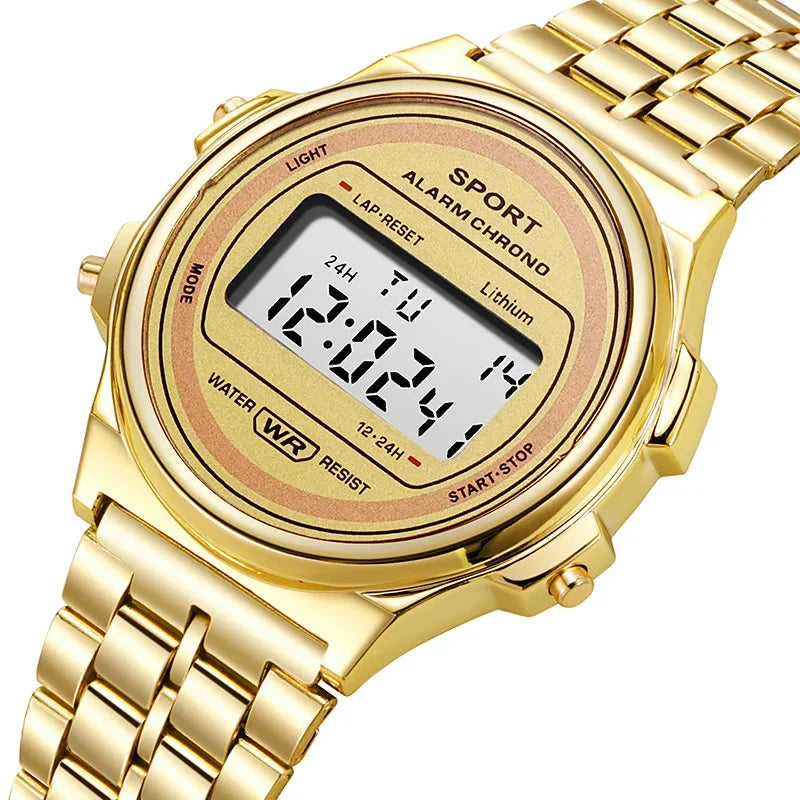 YIKAZE Steel Men's Watch Classic Business Men Digital Watches Alarm Chrono Electronic Wristwatch Sports Clock for Man Women