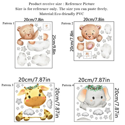 Cartoon giraffe Panda elephant switch stickers Kids Baby Bedroom decor Home decor Wallpaper Kids wall decal Room decor stickers