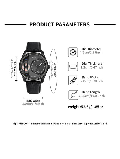 TOMI Set Gift Box for Men's Minimalist Business Quartz Watch Luxury Versatile Double Strap Detachable Watch Festival Gift