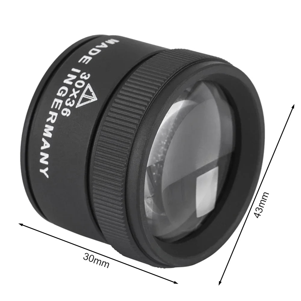 30X 36mm Magnifying Glass for Precision Work K9 Optical Lens Monocle Watch Magnifier Loupe Handheld Coin Stamps Jewelry Loupe
