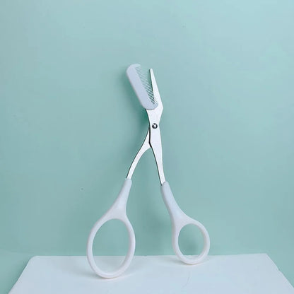 Eyebrow Trimming Scissors Professional Built-in Comb Stainless Steel Non-Slip Brow Shaper Hair Removal Beauty Tool for Men Women
