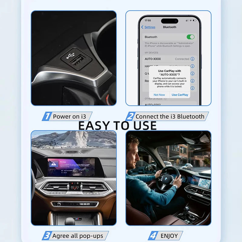 OTTOCAST i3 Carplay Ai Box Wireless CarPlay Adapter Android 13 QCM 6125 Play Store Netflix Youtube Video Box for BMW MG Hyundai