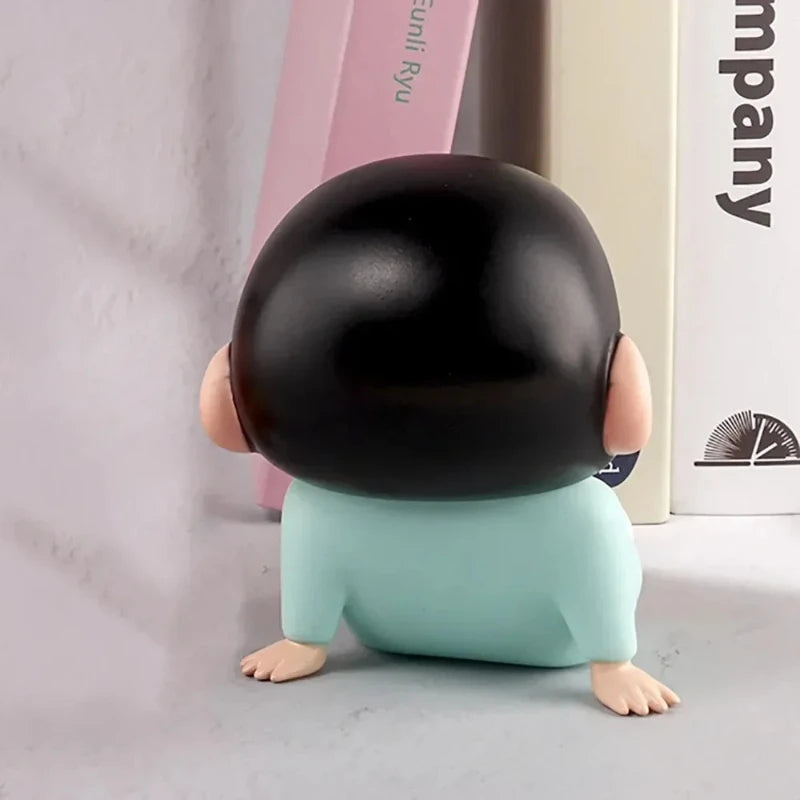 Crayon Shin-Chan Anime Figure Phone Holder Kawaii Desktop Ornaments Phone Support Mini GK Collection Decoration Toys Girls Gifts