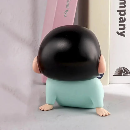 Crayon Shin-Chan Anime Figure Phone Holder Kawaii Desktop Ornaments Phone Support Mini GK Collection Decoration Toys Girls Gifts