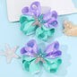 2Pcs Starfish Bow Hair Clips For Girls Sweet Ribbon Patchwork Cute Pearls Hairpins Kids School Trendy Headwear Accessories