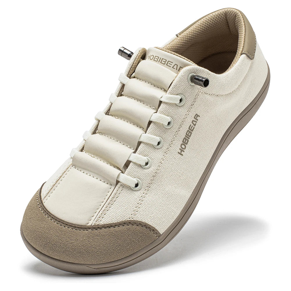 HOBIBEAR Wide Toe Barefoot Shoes for Unisex Minimalist Canvas Sneakers Lightweight Adjustable Slip On Walking Shoes