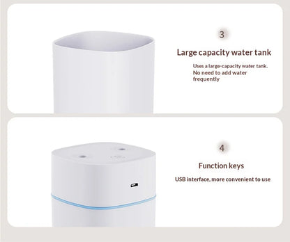 Mini USB Dual Spray Humidifier Desktop Air Purifier for Home Bedroom Portable Aromatherapy Moisturizing Air Cleaner