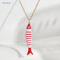 Cute Colorful Enamel Fish Pendant Necklaces For Women Girls Lovely Stainless Steel Gold Color Summer Waterproof Beach Jewelry