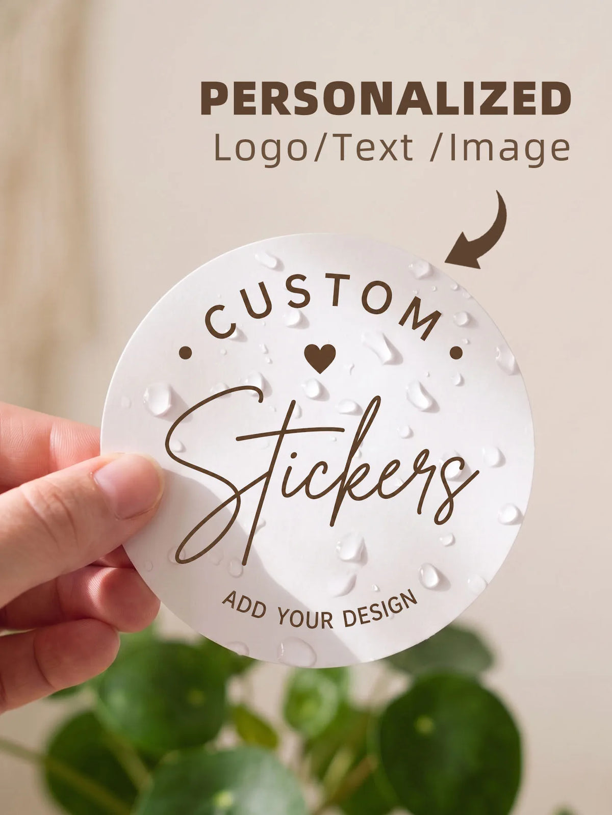 1/50/100PCS Custom Round Waterproof Stickers with Personalized Text & Images for Brand Logo, Product Packaging & Cans Labels