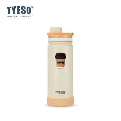 Tyeso 600ml Sports Kettle Portable Water Cup with Non-slip Silicone Cover Leakproof Lightweight for Cold Drink with Coffee Stick