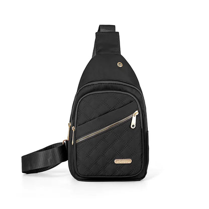 Leisure Quilted Crossbody Bag for Women Chest Bag with Earphone Hole Outdoor Hiking Sling Bag Suitable for Daily Use, Travel