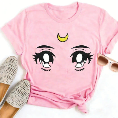 Summer 2026 Sailor Moon "Four Grid Emoji Pack" Soft Street Trend 100% Cotton Print Loose T-shirt Male/female Top Y2k