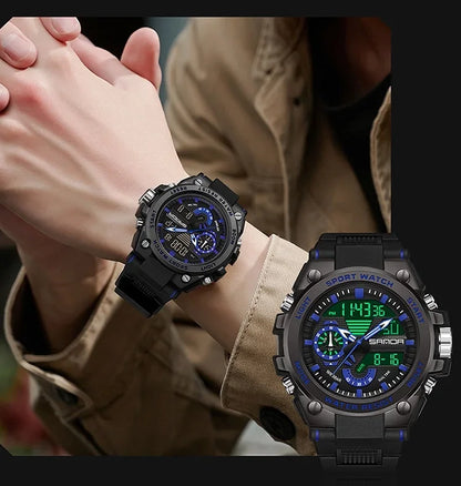 Sanda Men's Digital Fashion Waterproof Outdoor Sports Multifunctional Electronic Watch SD3302-12