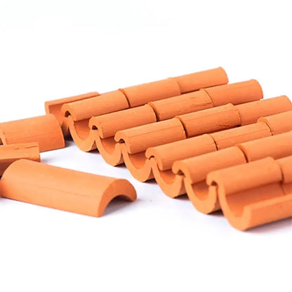 70pcs Mini Roof Tiles Miniature Simulated Roof Tiles Models Pottery Clay Roof Tiles DIY Miniature House Props 1.7x1.6cm