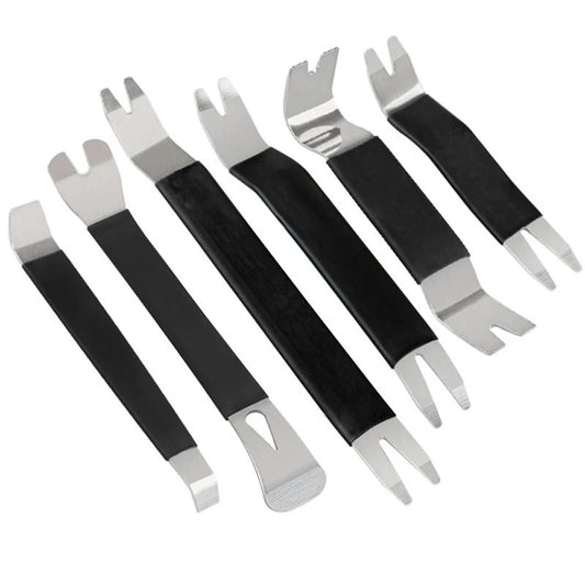 6Pcs Portable Auto Door Clip Trim Removal Tools Kits Car Dashboard Audio Radio Panel Repair Metal Removal Pry Disassembly Tool