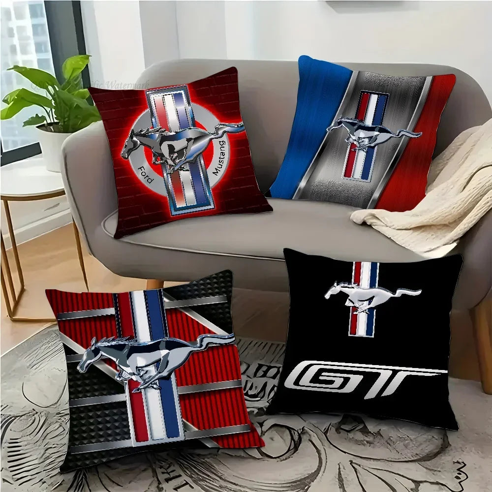 1pc Car Fashion F-Ford M-MustangS Logo  Pillow Bedroom Sofa Leisure Comfort Cushion Car Living Room Home Decoration