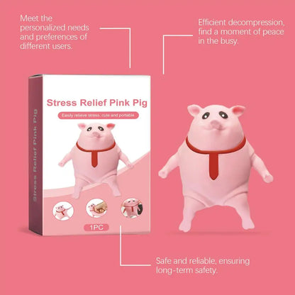 Creative Strange Toy Pig Cartoon Cute Pink La La Pig Toy Vent Pig Whole Person Pinch Music Stress Relief Toy Squeeze Pink Piggy