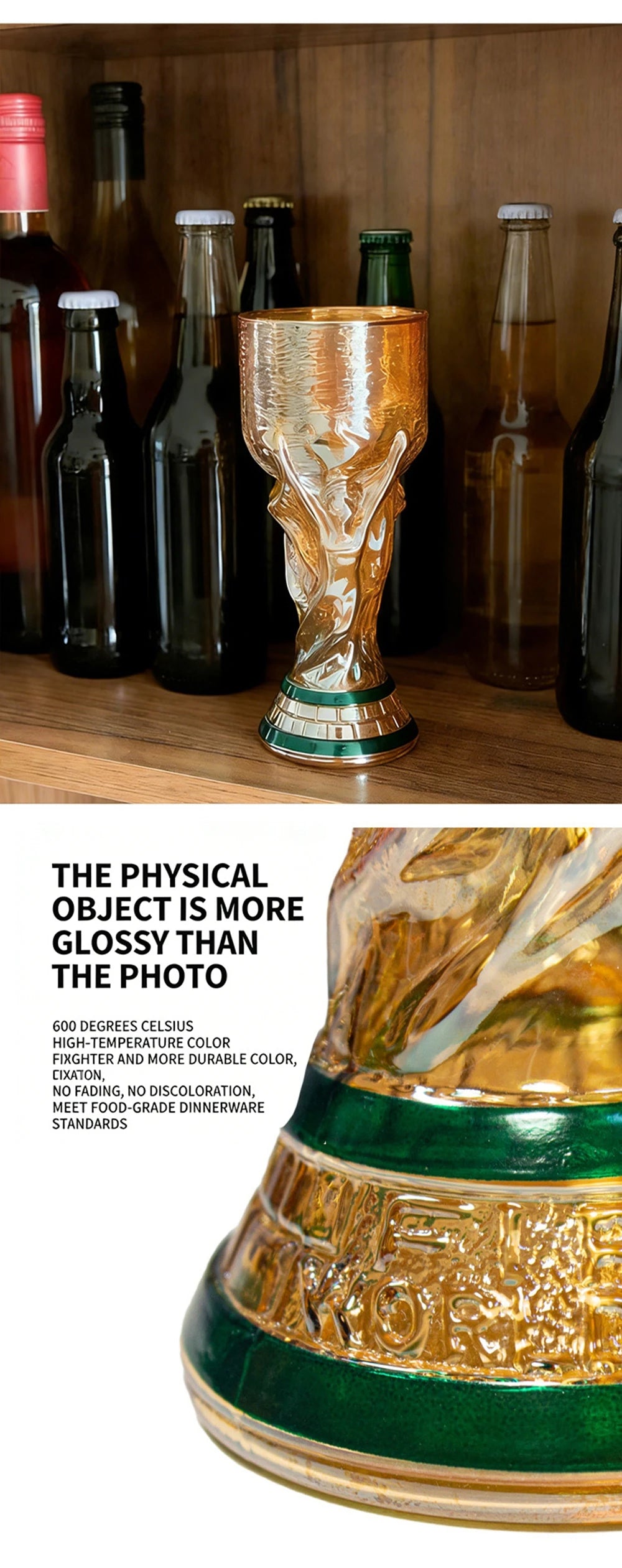 Football Soccer Trophy Shaped Beer Glass Cup Thickened Durable Sports Themed Mug for Bar Pub Party Fan Gift Home Drinkware