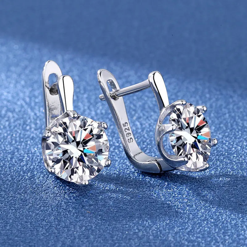 925 Sterling Silver Earrings Jewelry High Quality Retro Simple Pattern Purple White Zircon Earrings Hot Sale
