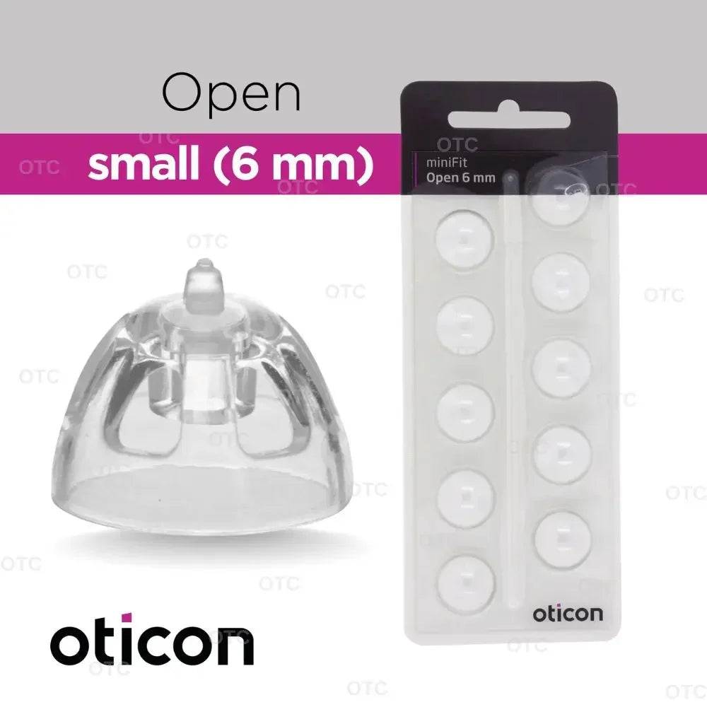 Oticon Minifit Open Domes for Hearing Aids - Replacement Tips in 6mm 8mm 10mm Sizes Compatible with Oticon Models