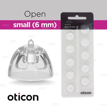 Oticon Minifit Open Domes for Hearing Aids - Replacement Tips in 6mm 8mm 10mm Sizes Compatible with Oticon Models
