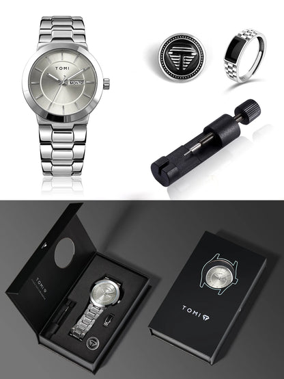 TOMI Luxury Business Men's Watch Gift Box Set Lapel Box Trendy Simple Multi-functional Quartz Watch Men's Watch Christmas