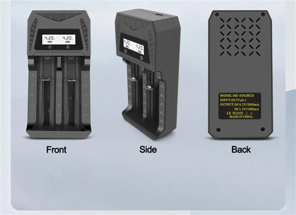 Intelligent LCD Battery USB Charger - 1/2/4 Slots for 18650 4.2V Li-ion & 1.2V Ni-MH AA/AAA Rechargeable Batteries