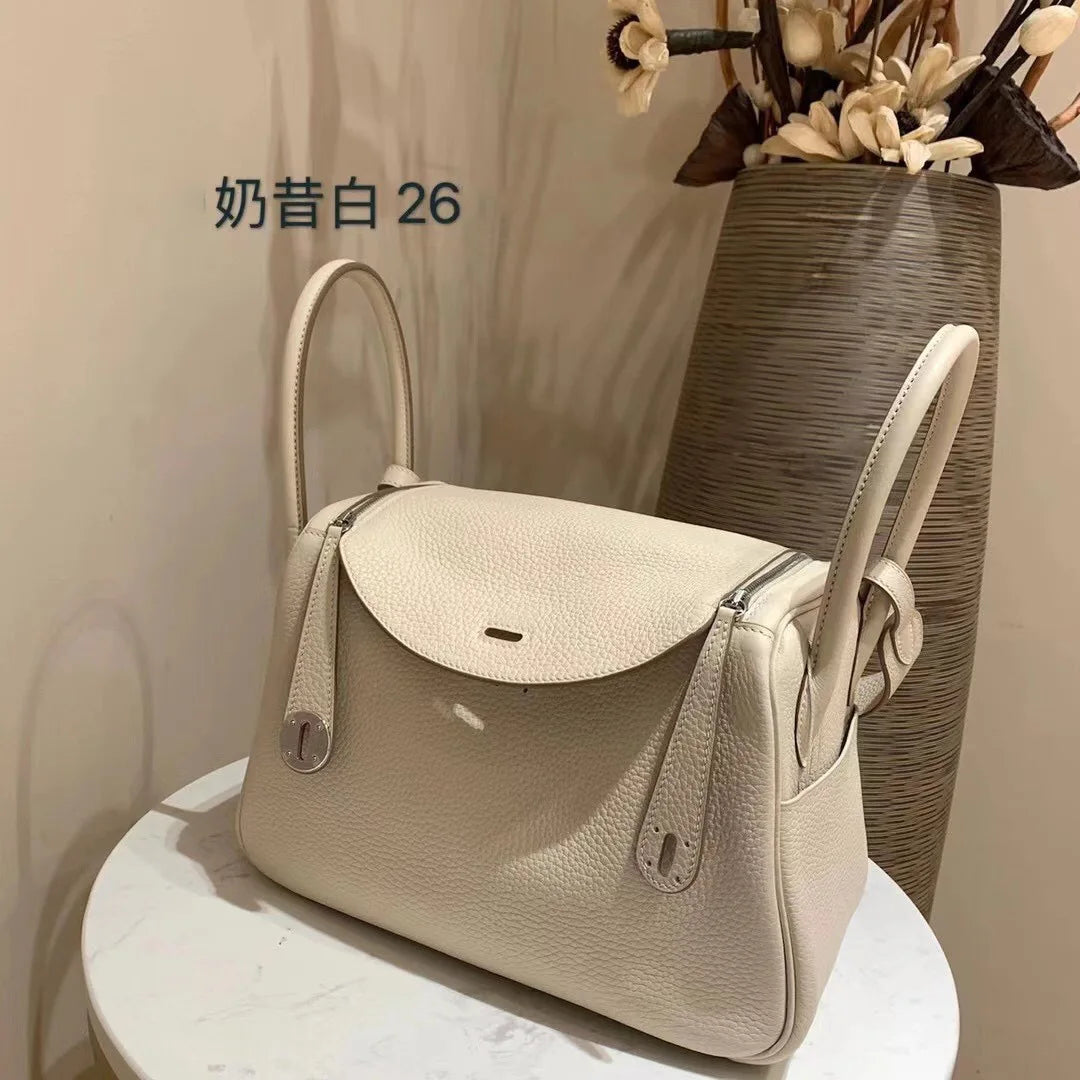 Women's Handbag 2025 New Style Top Layer Cowhide Leather Lundy Mini Doctor Bag Genuine Leather Handbag Single Shoulder Crossb...