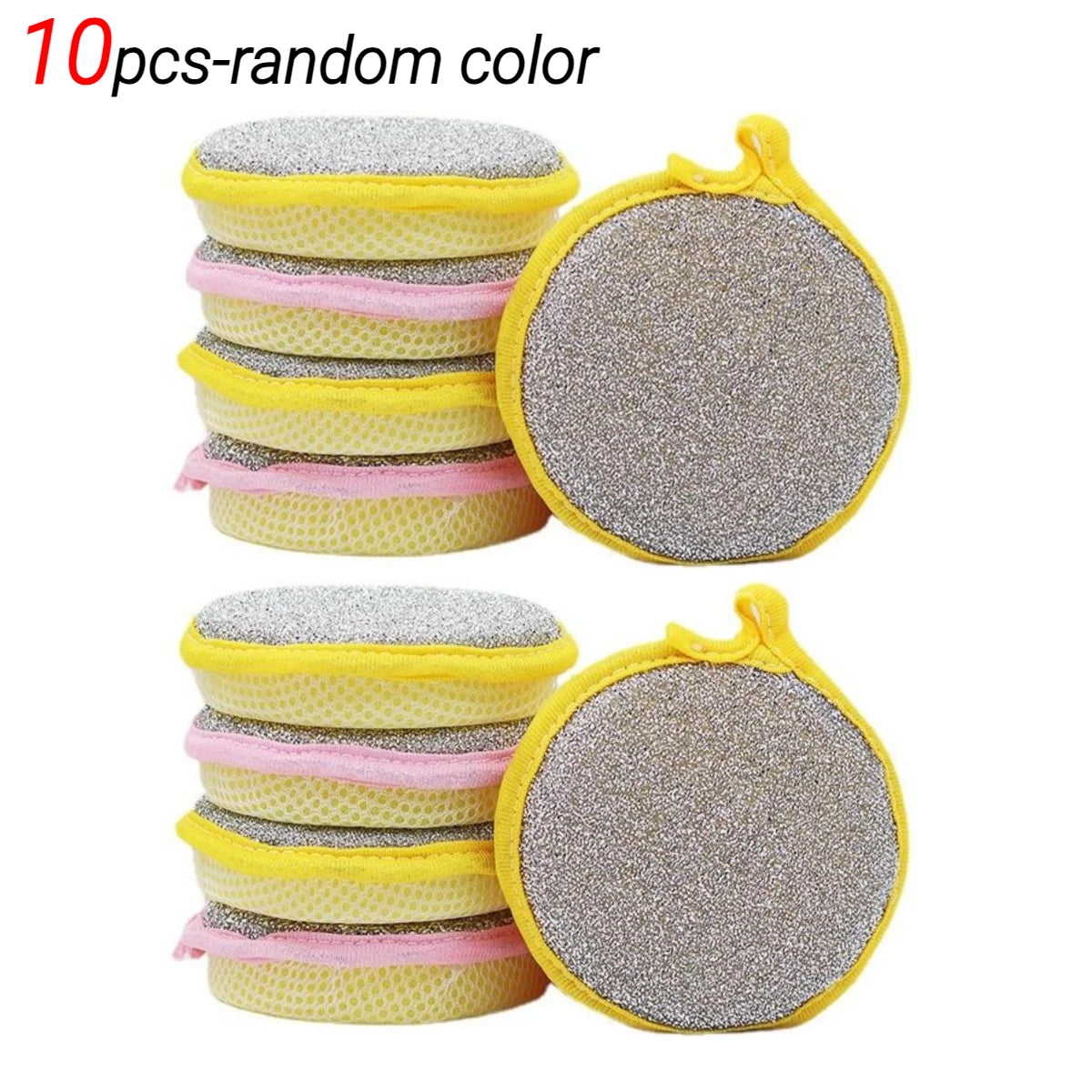 10Pcs Dual-Sided Kitchen Sponge Scrubber, Heavy Duty Dish Cleaning Sponge, Non-Scratch Scouring Pad for Pans Dishes Pot Cleaning