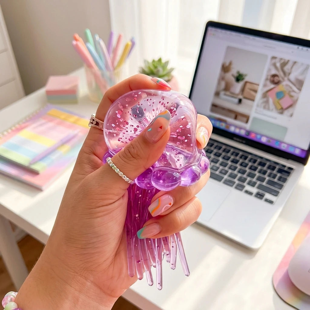 3 Colors Jellyfish Squishy Toy Set Soft Silicone Anti-Stress Squeeze Toy Cute Ocean Animal Fidget Toy for Party Favors Slow