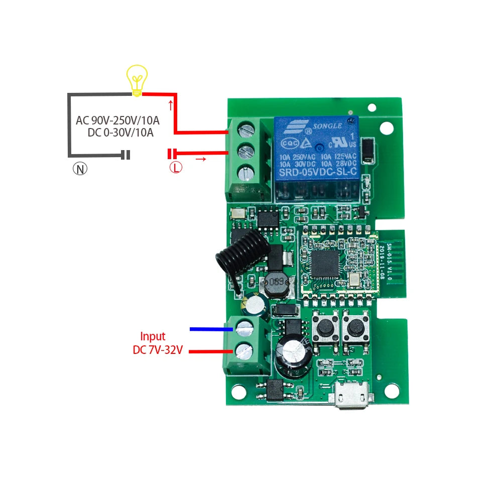 Zigbee Tuya Smart Home Relay 1/2/4CH Motor Switch Module,DC 12V 24V 32V 110V,4 Channel Radio RF Remote Control Alexa Google Home