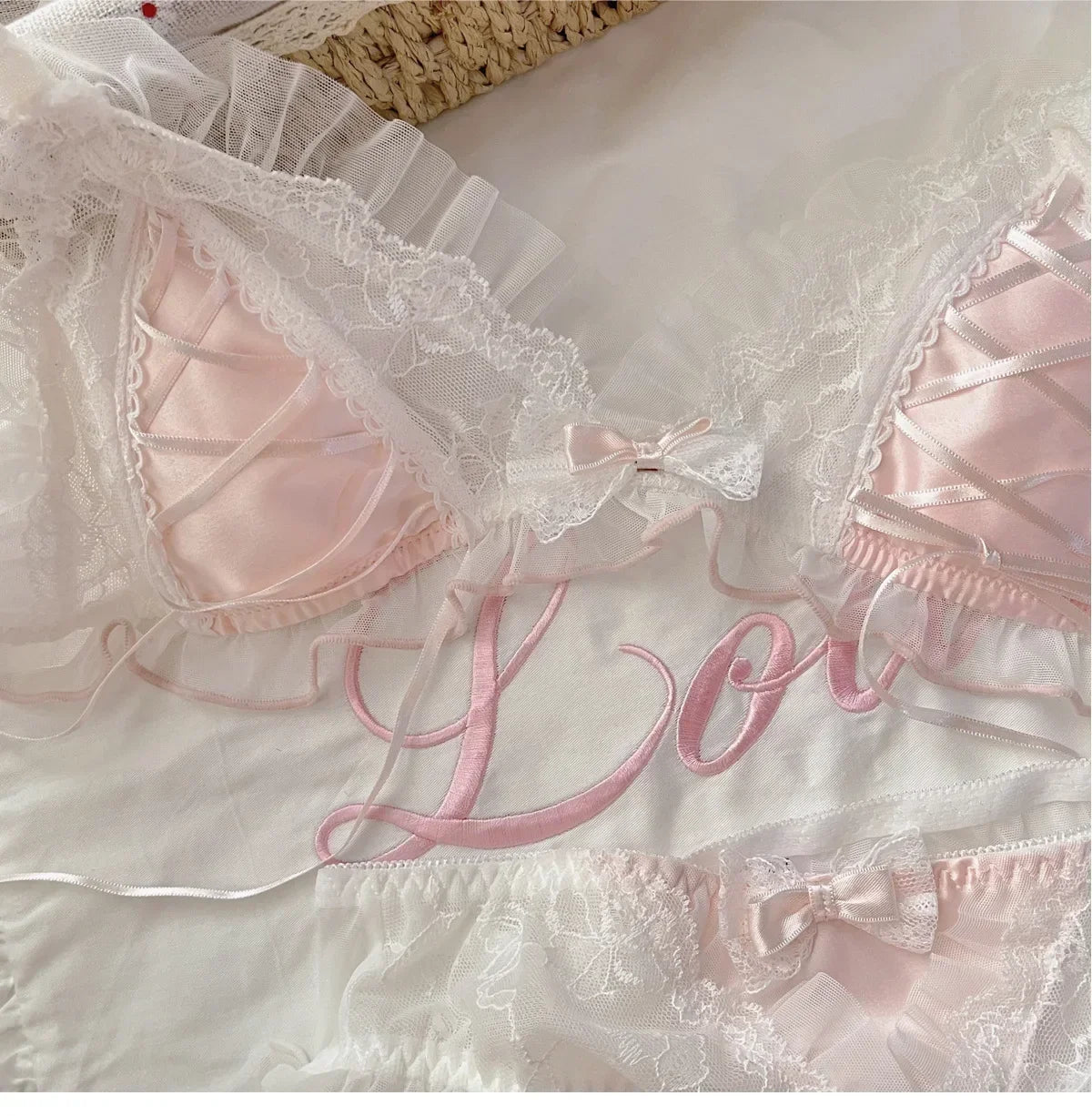 Lolita Girls Thin Cute Lace Small Bra Women Triangle Cup Bra Sexy  Underwear Women Set  Sexy Lingerie