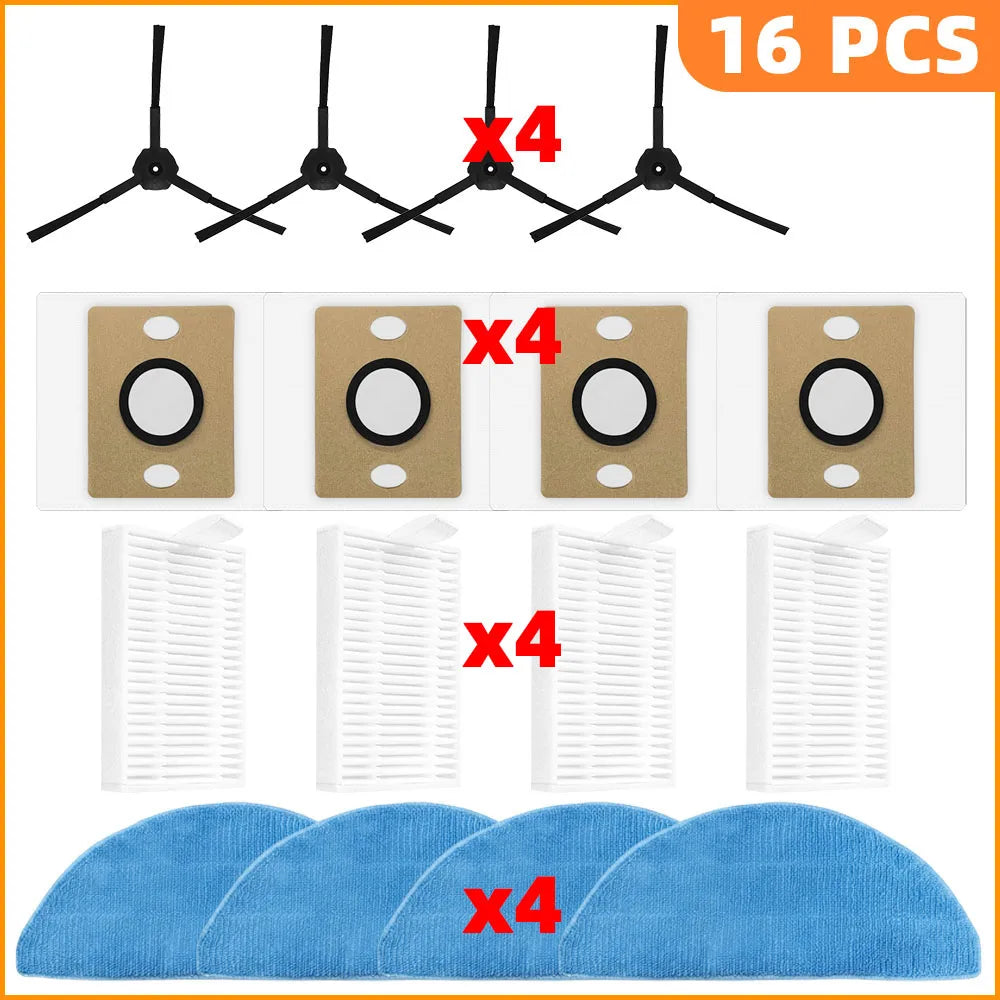Compatible For iLife A30 Pro Robot Vacuum Cleaner Replacement Parts Kit Main Brush Side Brush HEPA Filter Mop Cloth Dust Bag