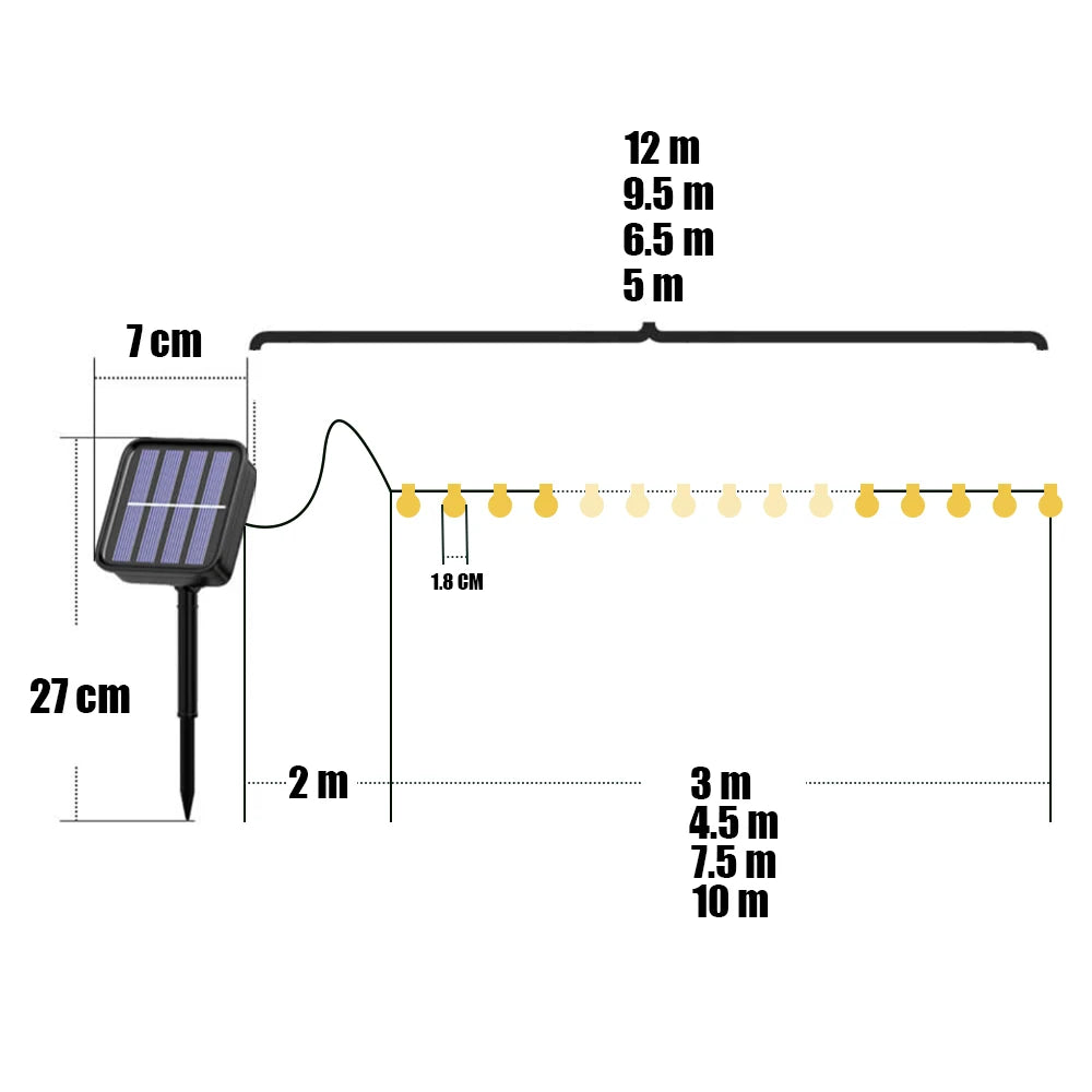 Solar String Lights Outdoor 200 LED Crystal Globe Lights Waterproof Solar Festoon Fairy Light for Garden Christmas Party Decor