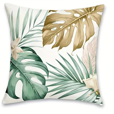 Tropical leaf pattern pillowcase, sofa bedroom cushion cover, single-sided printing, without pillow core