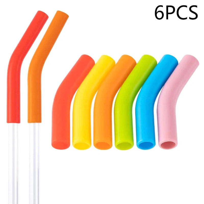 6Pcs/Set Soft Silicone Straw Covers Straws Tips Covers Fit For 9mm Wide Reusable Stainless Steel Straw Nozzles[Q]Q@