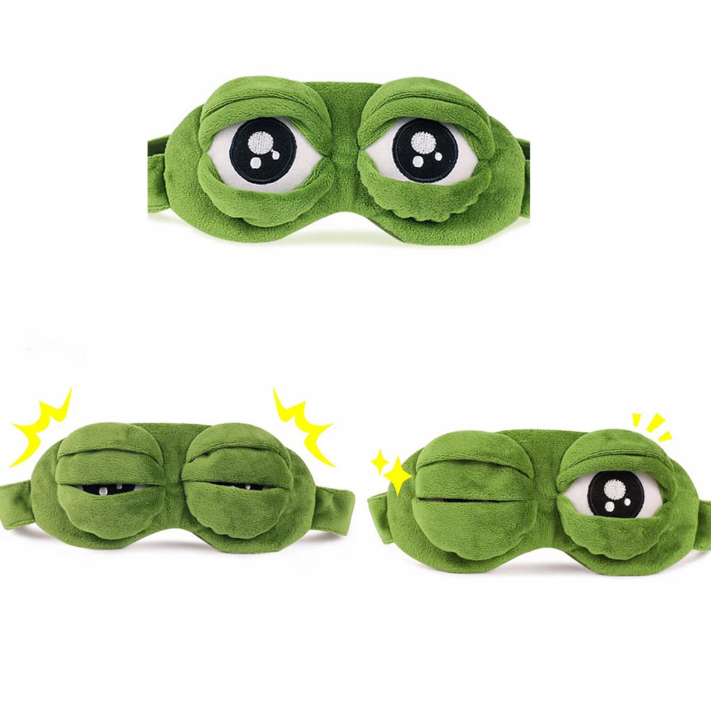 1PC Green 3D FROG Sleeping Mask Eyeshade Plush Eye Cover Travel Cartoon Eyeshade for Eye Travel Relax Sleeping Gift