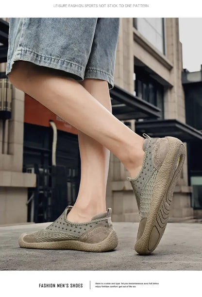 Summer Mesh Shoes Men Sneakers Plus Size Lightweight Breathable Walking Footwear New Slip-On Comfortable Casual Men's Shoes