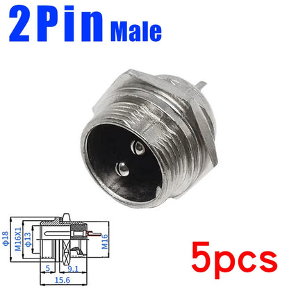 5pcs GX16 2/3/4/5/6/7/8/9/10Pin 16MM Male Female Circular Aviation Connector Plug Socket Screw Panel Mount Connector