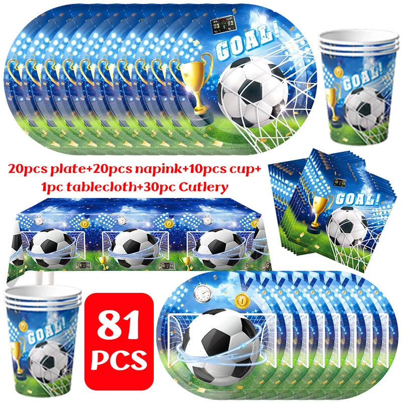 Blue Football Birthday Party Decoration Soccer Birthday Party Plate Cup Napkins Cotillon Birthday Soccer Star Happy Birthday Set