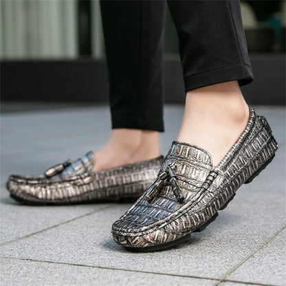 Men's Leather Tassel-Detailed Loafers, Men's Daily Casual Slip-On Footwear, Men's Reinforced Heel Slip-Proof Footwear Loafers